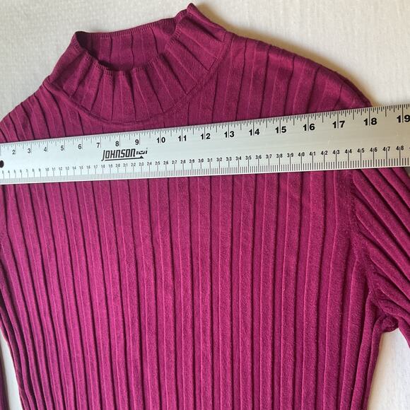 Talbots Women Sweatshirt XL Magenta Rayon Long Sleeve Mock Neck - Picture 4 of 8